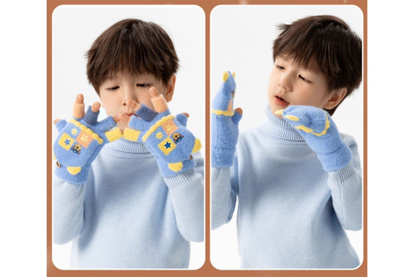 **Children's Flap-Fingerless Warm Gloves**