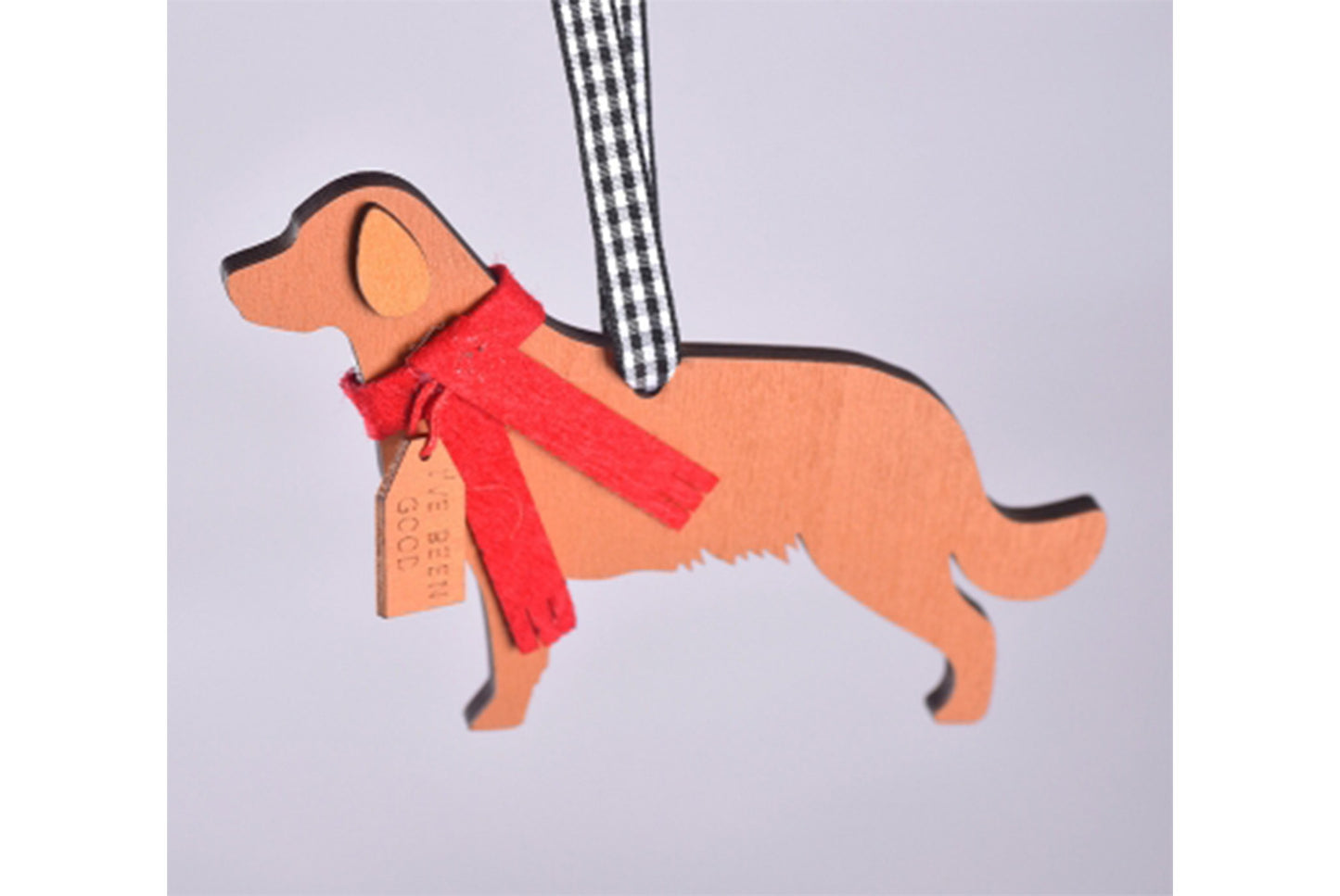 **Christmas Wooden Scarf Puppy Pendant - Holiday Tree Ornaments**