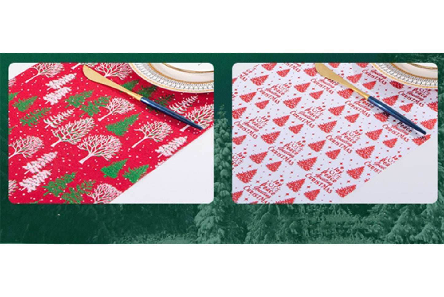 Christmas Gold-stamped Fine Linen Table Runner