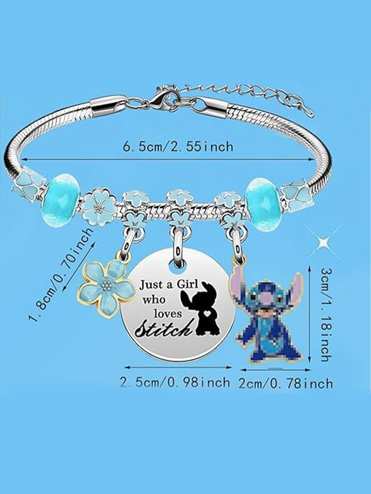 Stainless steel bracelet snake bone chain pendant cartoon Stitch pattern bracelet