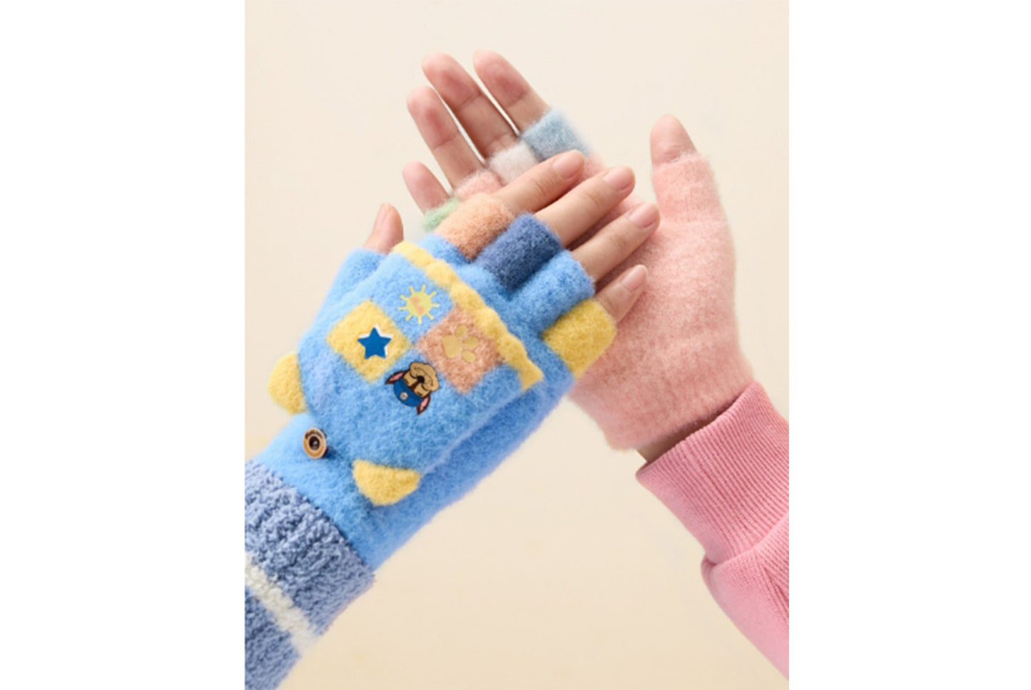 **Children's Flap-Fingerless Warm Gloves**