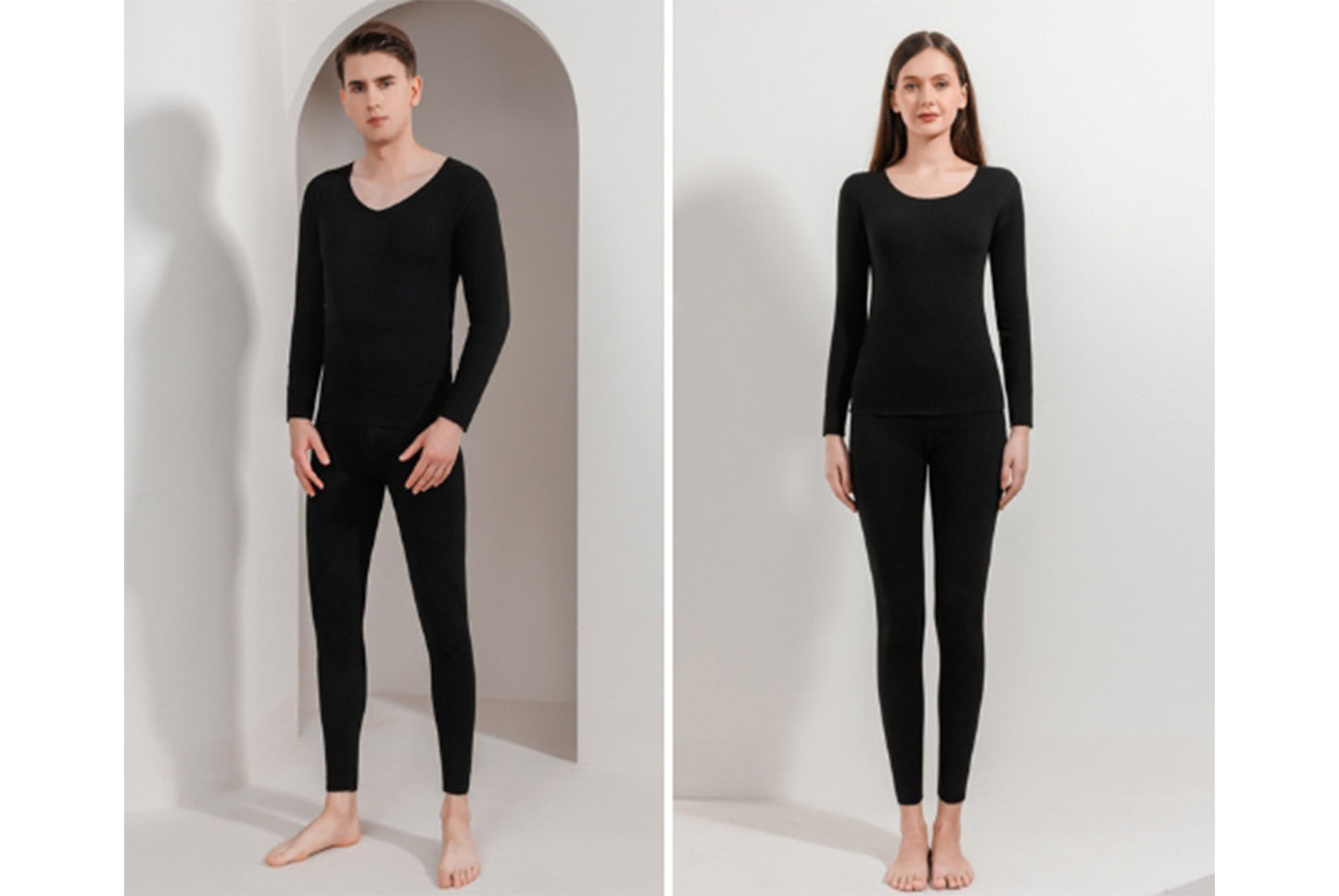 **Couple's Double-Sided Brushed Seamless Thermal Underwear Set**