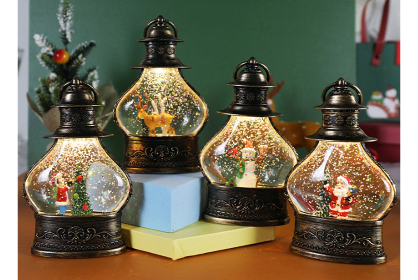 Christmas Snowflake Crystal Ball Night Light - Santa Claus Tree Fun Ornament*