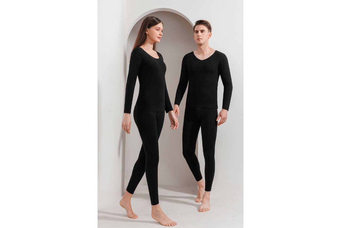 **Couple's Double-Sided Brushed Seamless Thermal Underwear Set**