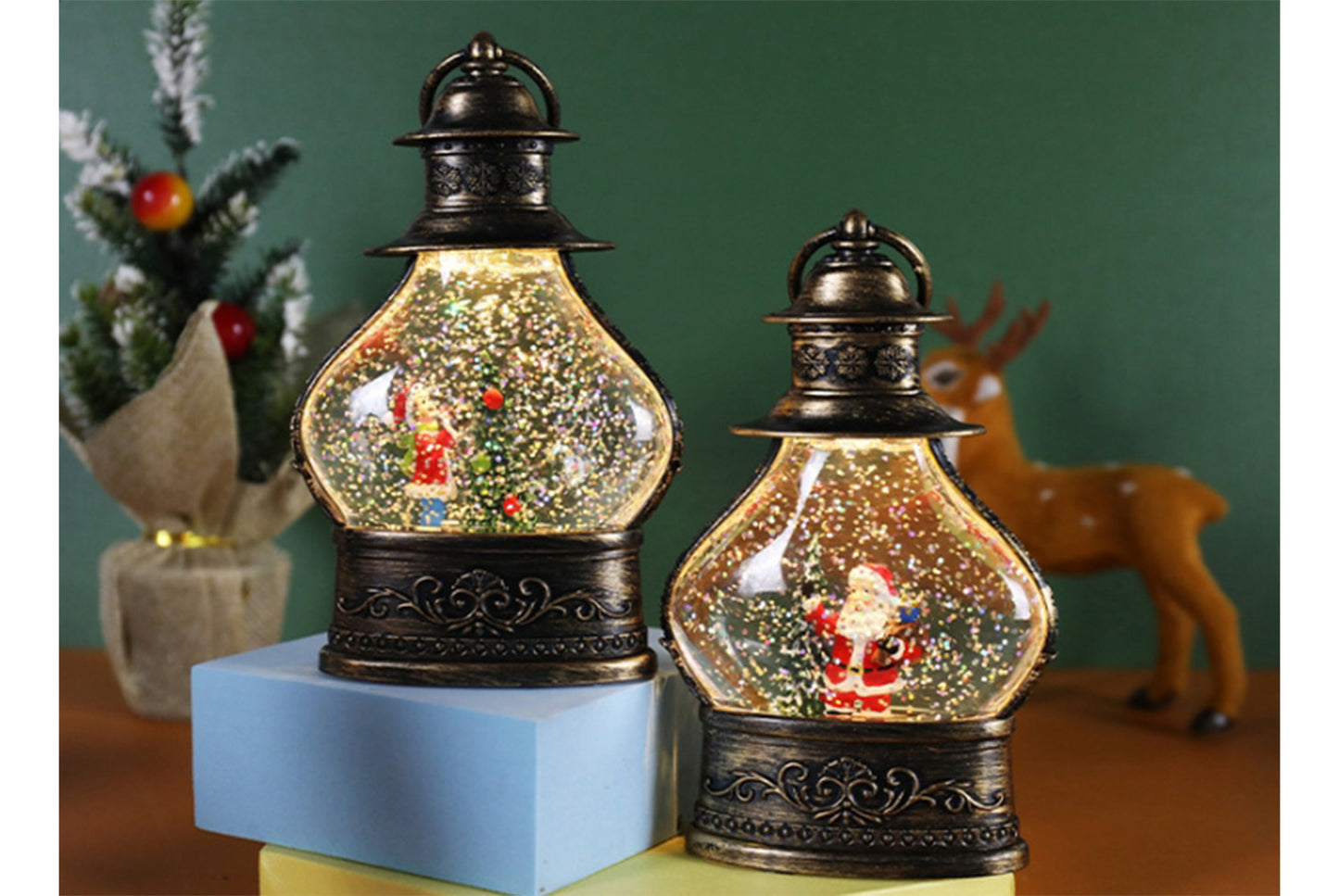 Christmas Snowflake Crystal Ball Night Light - Santa Claus Tree Fun Ornament*