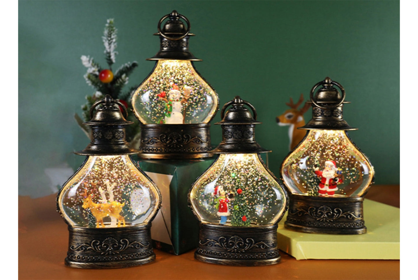 Christmas Snowflake Crystal Ball Night Light - Santa Claus Tree Fun Ornament*