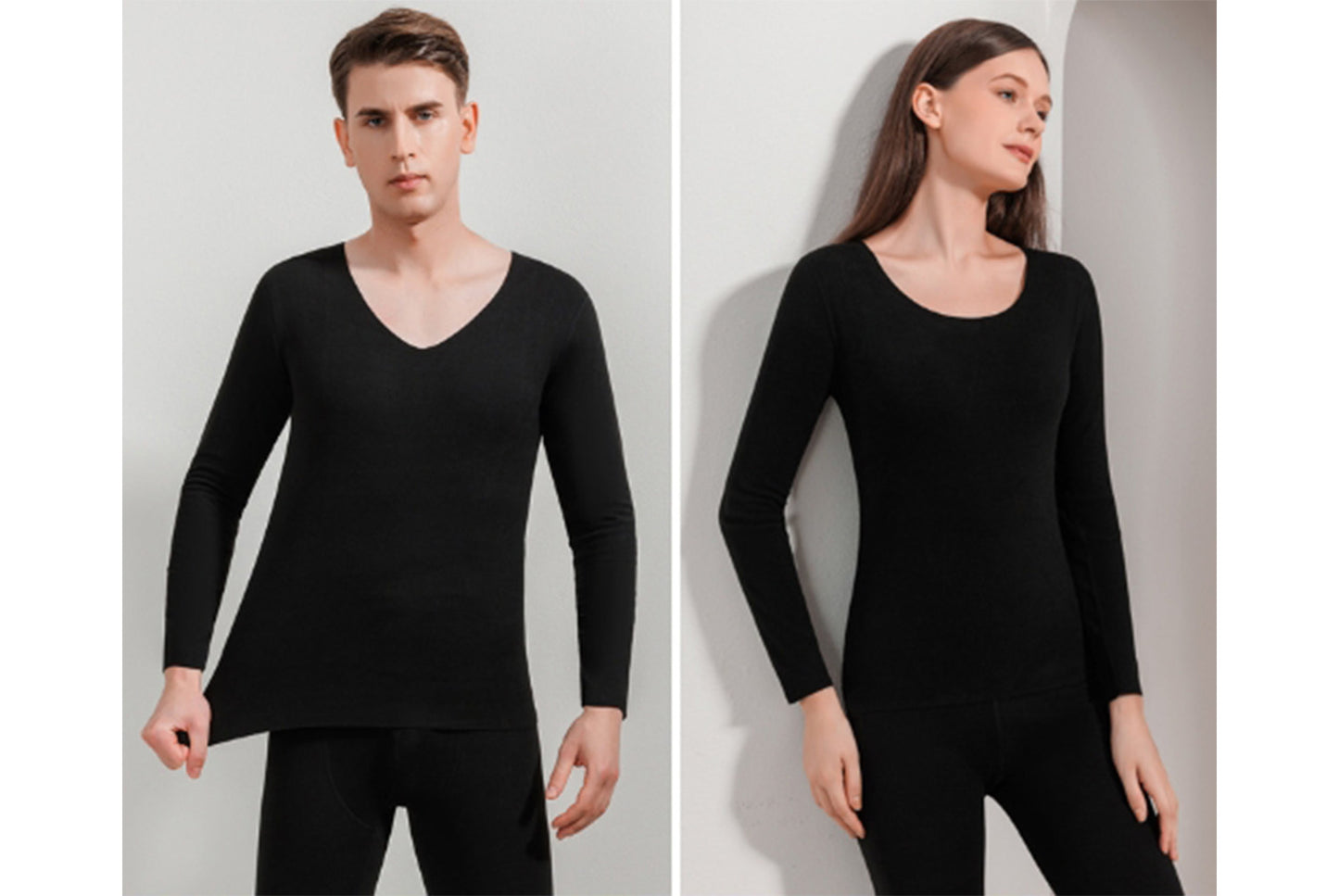 **Couple's Double-Sided Brushed Seamless Thermal Underwear Set**
