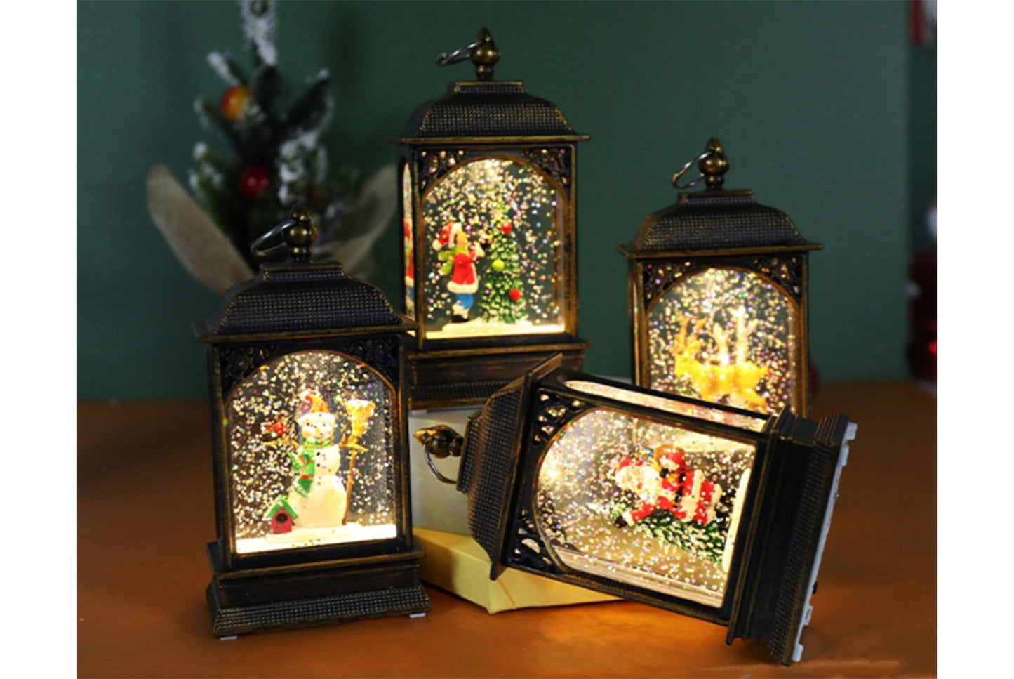 **Christmas Luminous Water-Filled Flat Lantern - Various Desktop Ornaments**