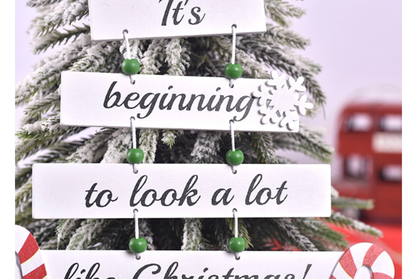 **Christmas Tree Shaped Wooden Ornament - Colorful Letter Ornament**