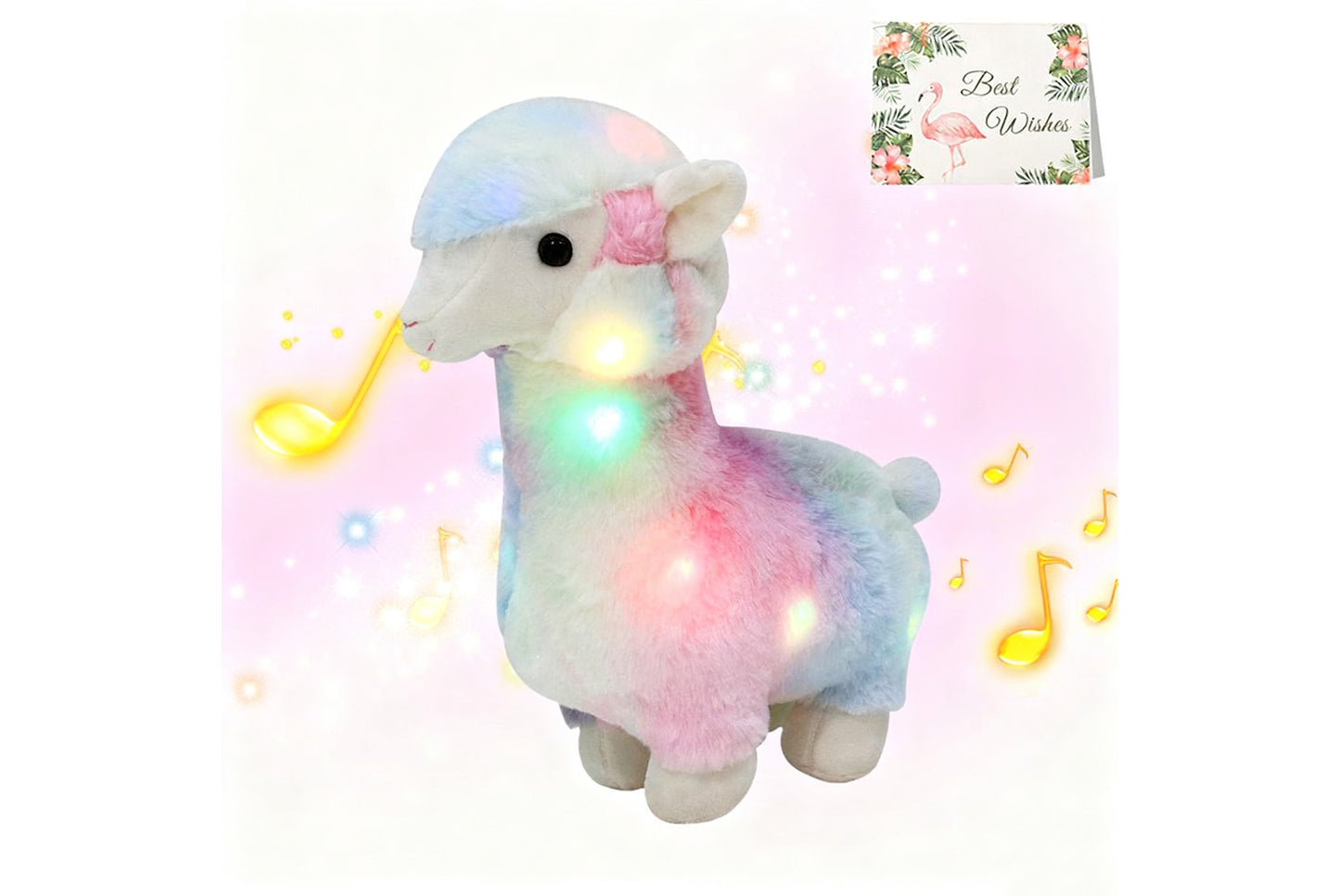 Colorful Light-Up Musical Alpaca | Singing Plush Toy