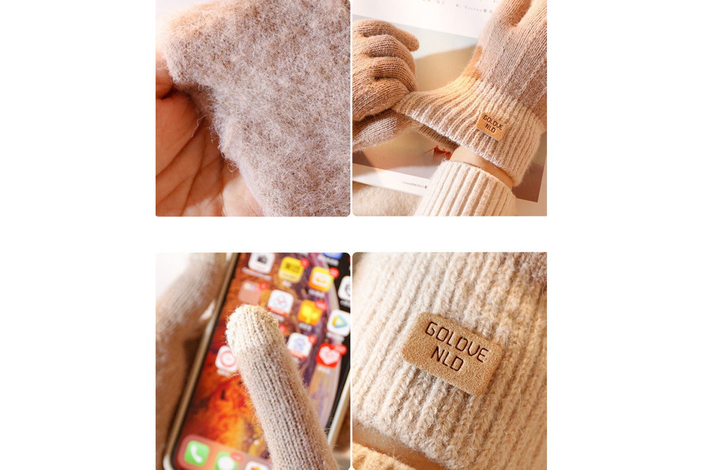 Thickened Alpaca Wool Touchscreen Gloves for Autumn/Winter