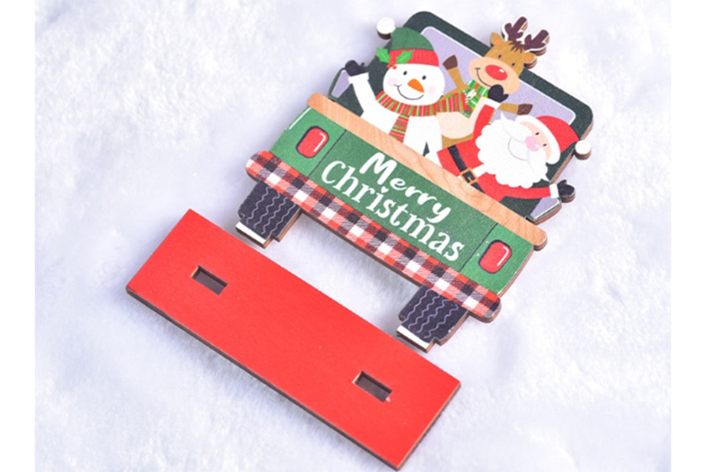 **New Christmas Wooden Assembled Ornaments - Painted Santa Claus, Car, and Plane Series**