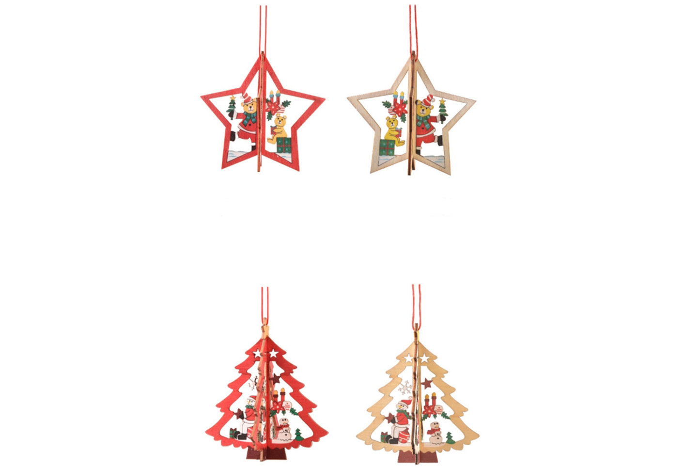 **Christmas Wooden 3D Pendant - Laser-Cut Snowflake Bell Ornament**