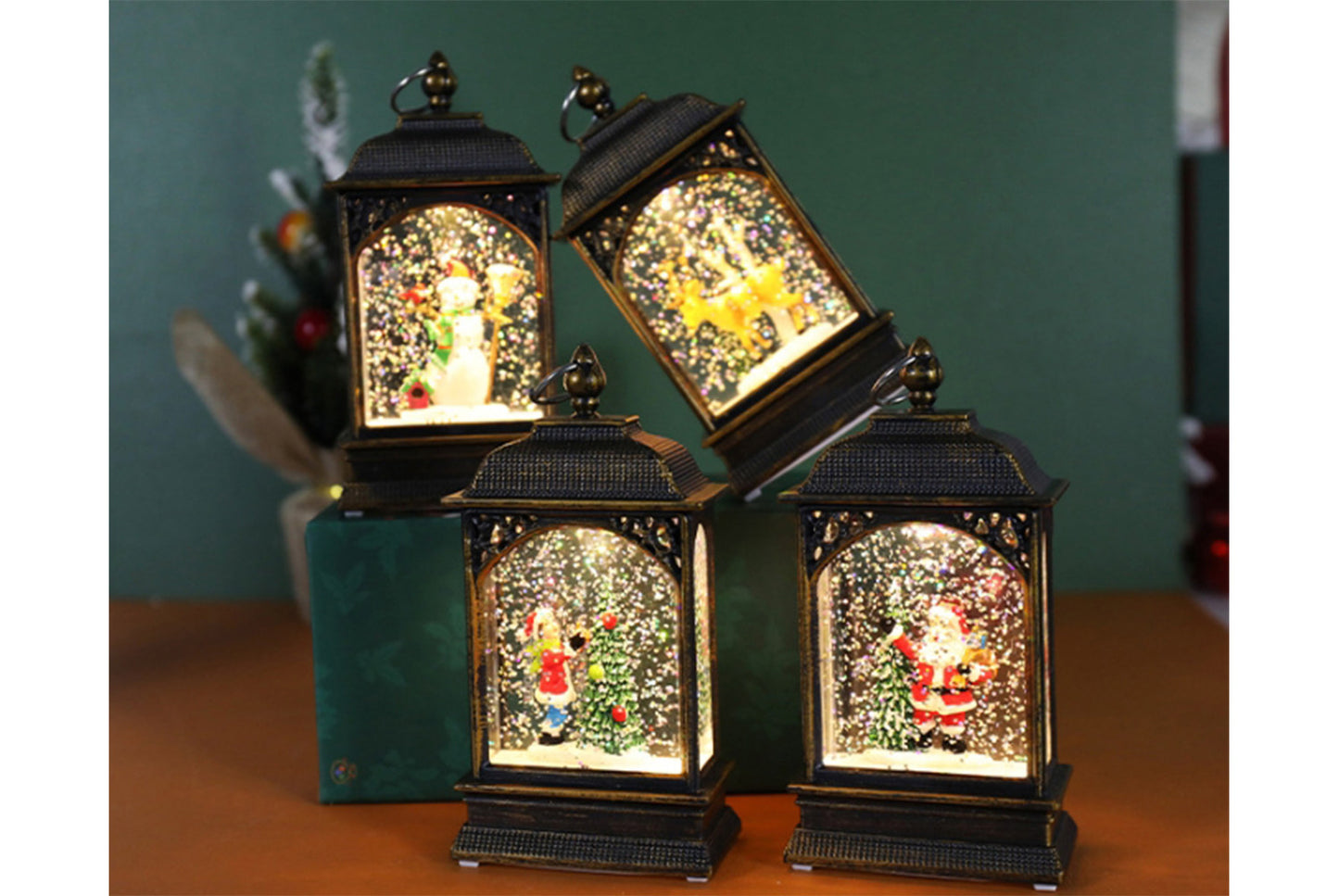 **Christmas Luminous Water-Filled Flat Lantern - Various Desktop Ornaments**