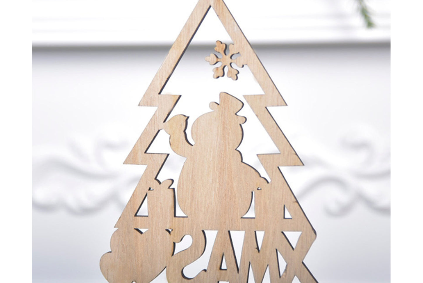 **Wooden Christmas Ornament Set - Painted Cartoon Decoration**
