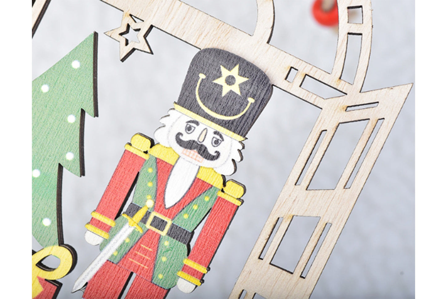 **Christmas Wooden Walnut Soldier Pendant - Classic Holiday Decoration**