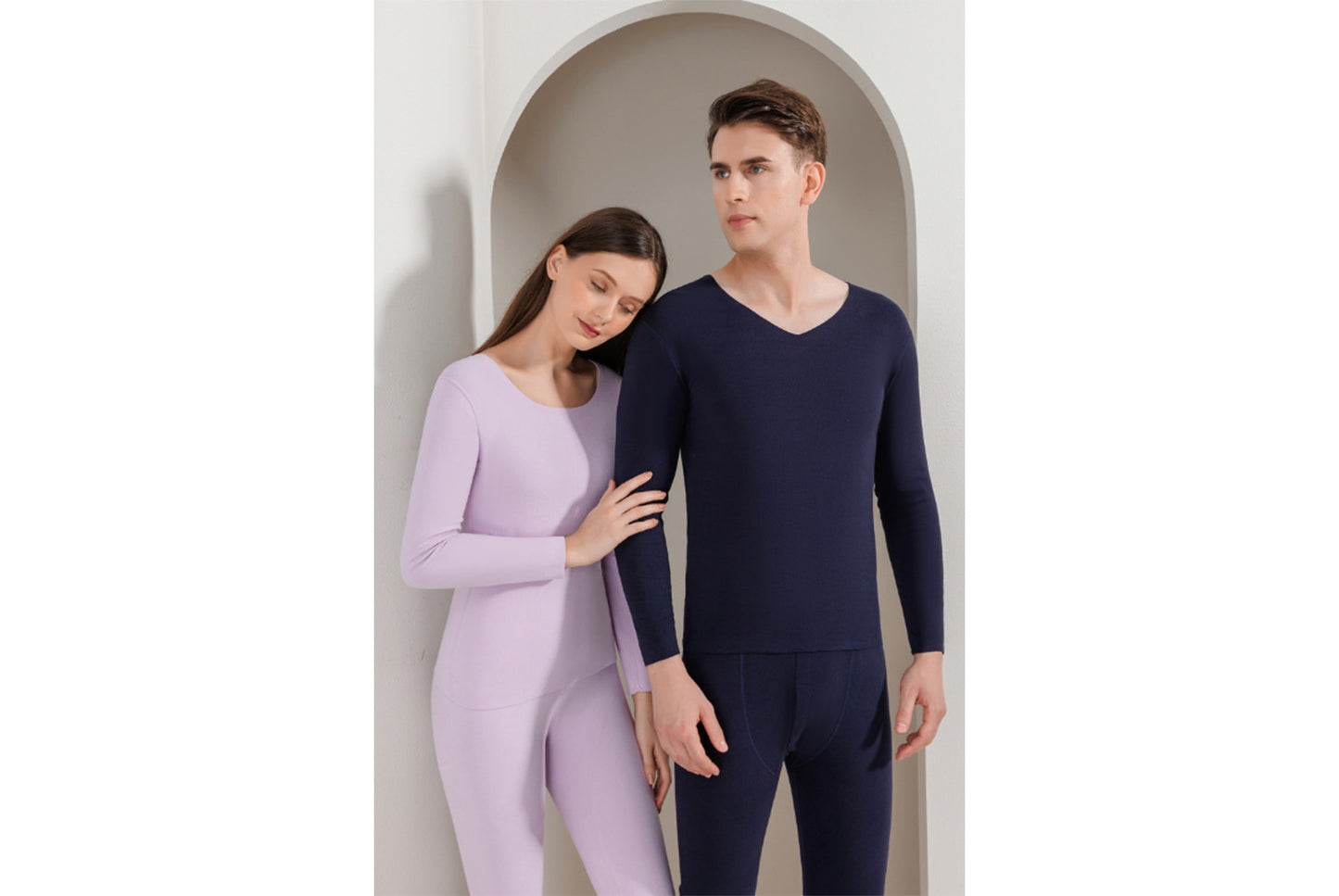 **Couple's Double-Sided Brushed Seamless Thermal Underwear Set**