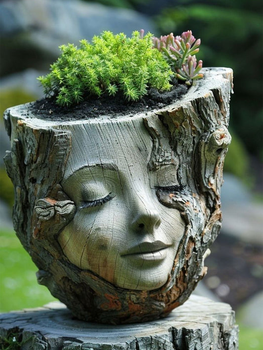 Tree Stump Girl Resin Craft