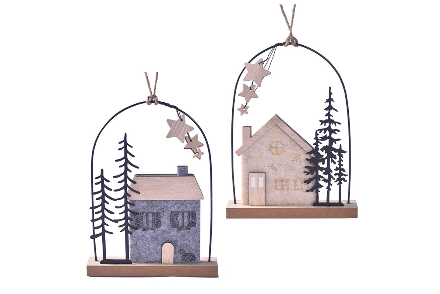 **Christmas Wooden House Ornament - Holiday Decoration**