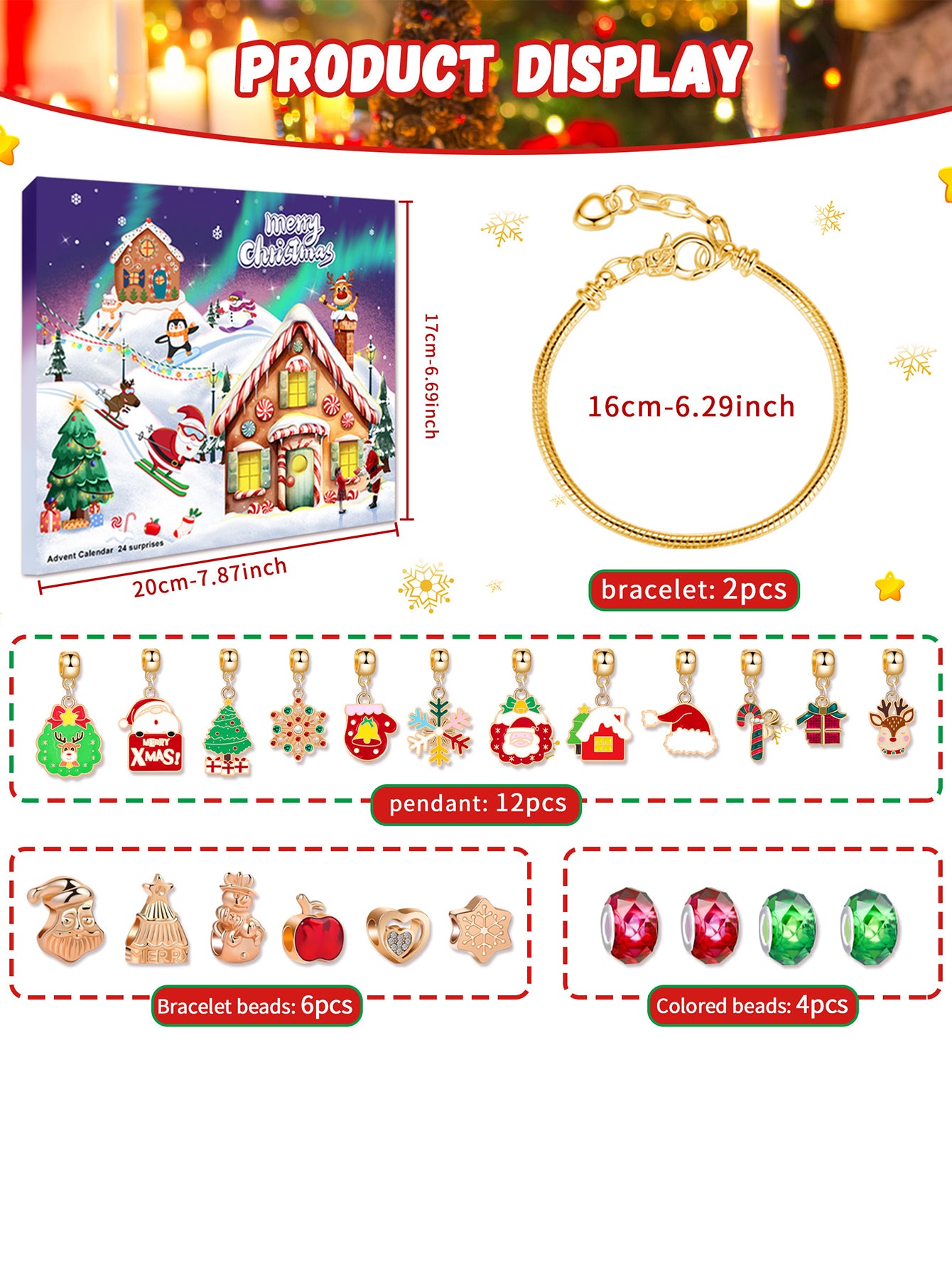 Christmas Countdown Calendar Gift Box Set 24-grid Advent Children's