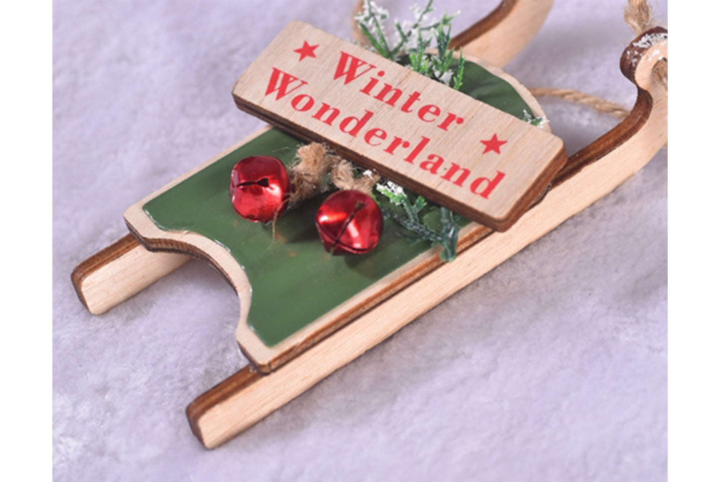 **Christmas Wooden Sleigh Ornament - Holiday Tree Decoration**