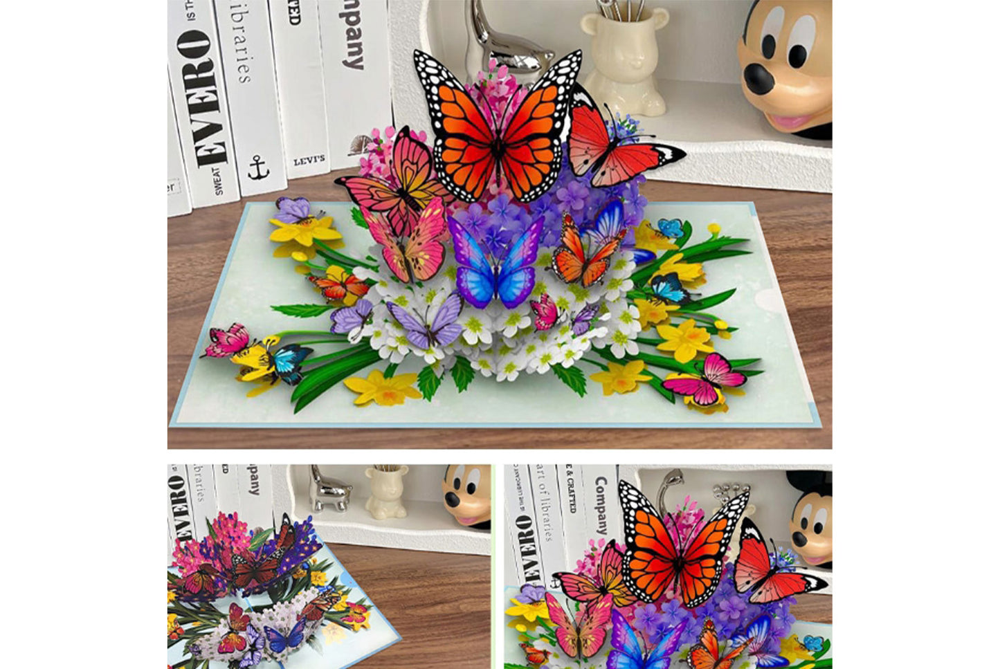 3D Stereoscopic Butterfly and Flower Greeting Card