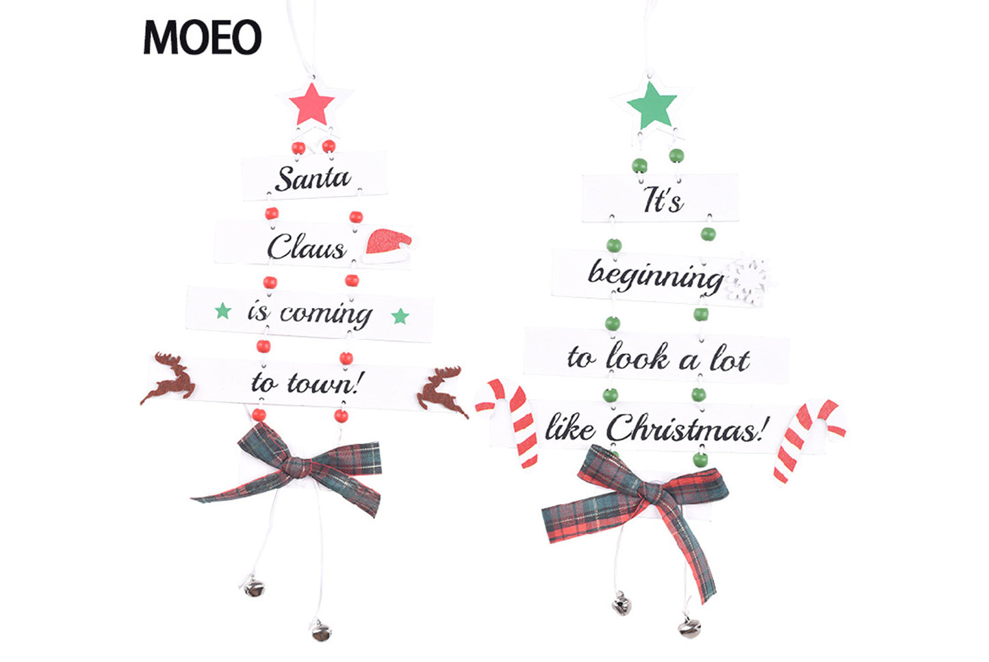 **Christmas Tree Shaped Wooden Ornament - Colorful Letter Ornament**