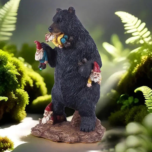 Black bear eating elf desktop ornament