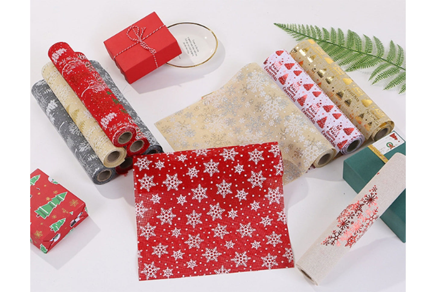 Christmas Gold-stamped Fine Linen Table Runner