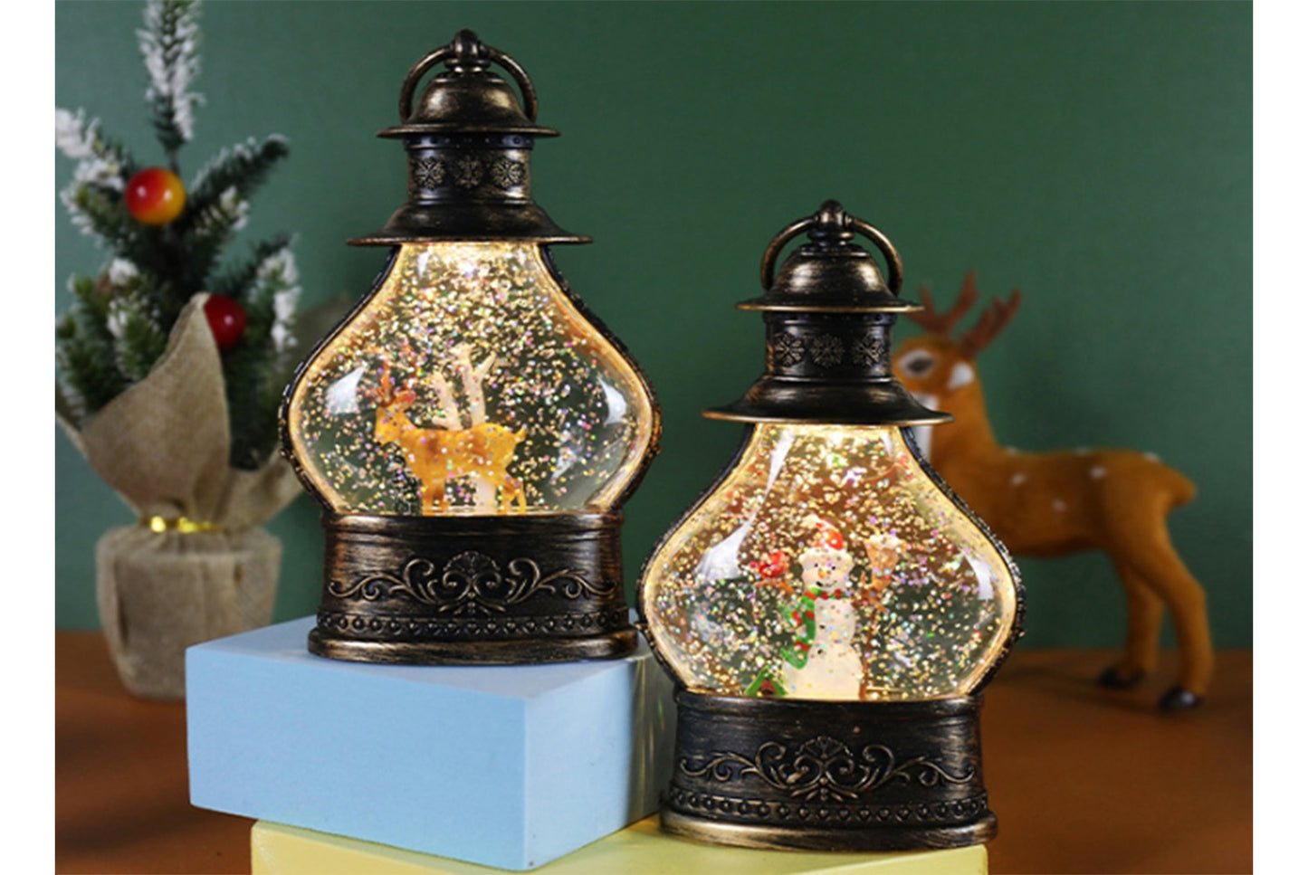 Christmas Snowflake Crystal Ball Night Light - Santa Claus Tree Fun Ornament*