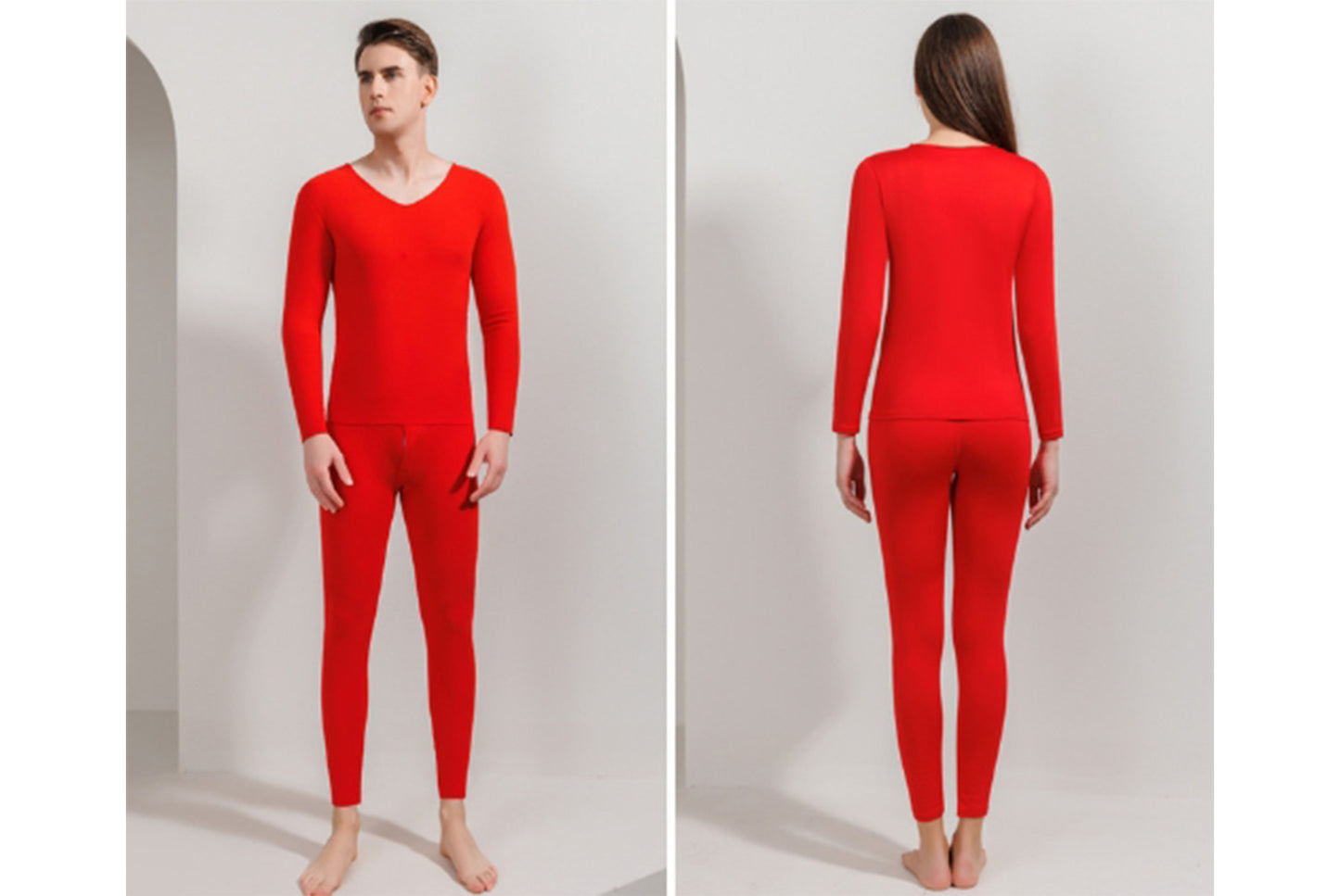 **Couple's Double-Sided Brushed Seamless Thermal Underwear Set**