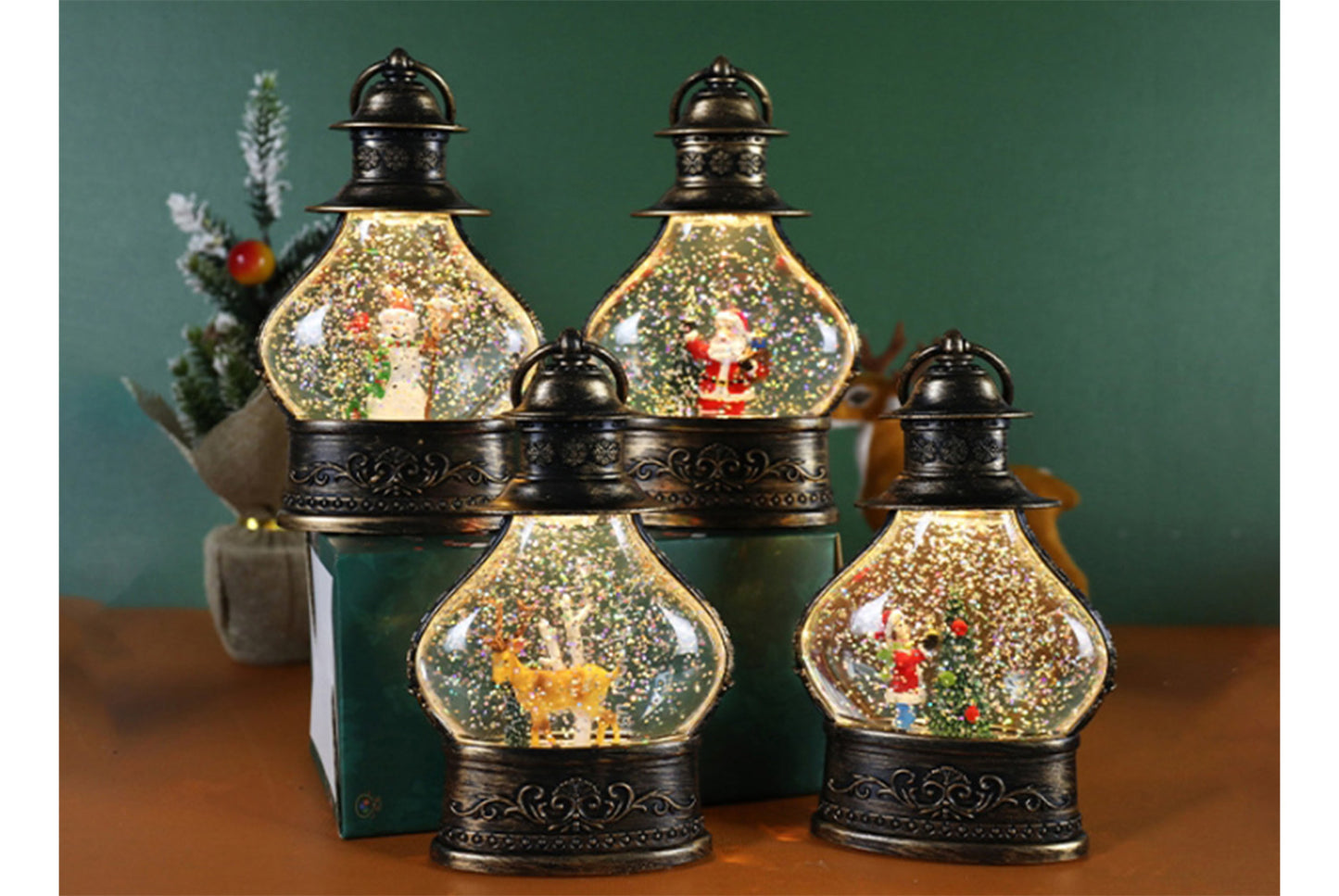 Christmas Snowflake Crystal Ball Night Light - Santa Claus Tree Fun Ornament*