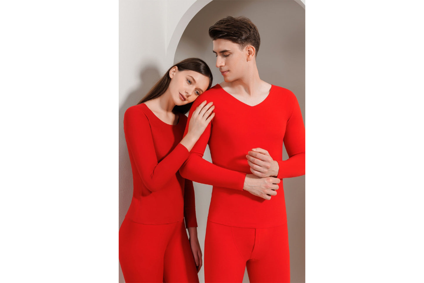 **Couple's Double-Sided Brushed Seamless Thermal Underwear Set**