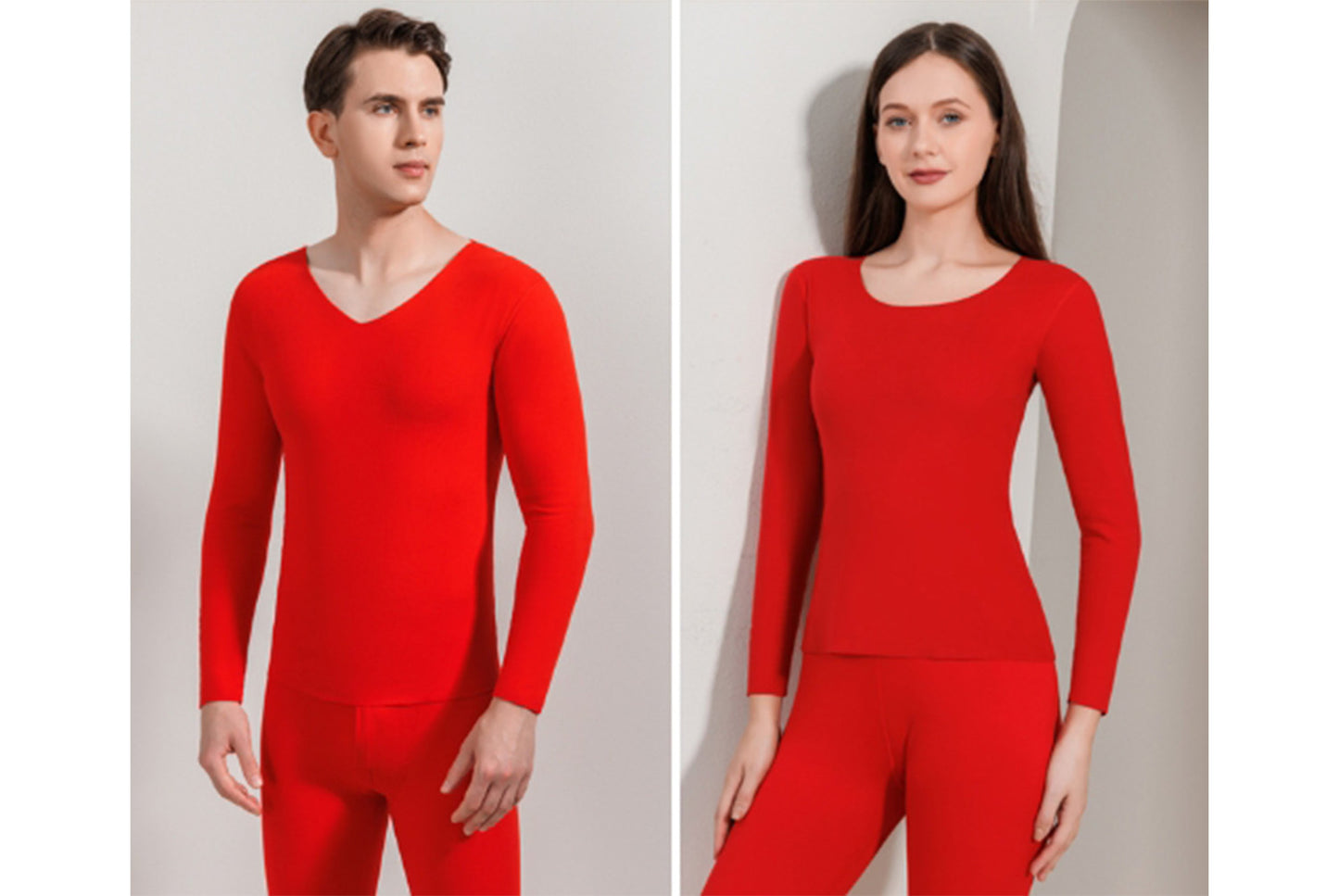 **Couple's Double-Sided Brushed Seamless Thermal Underwear Set**