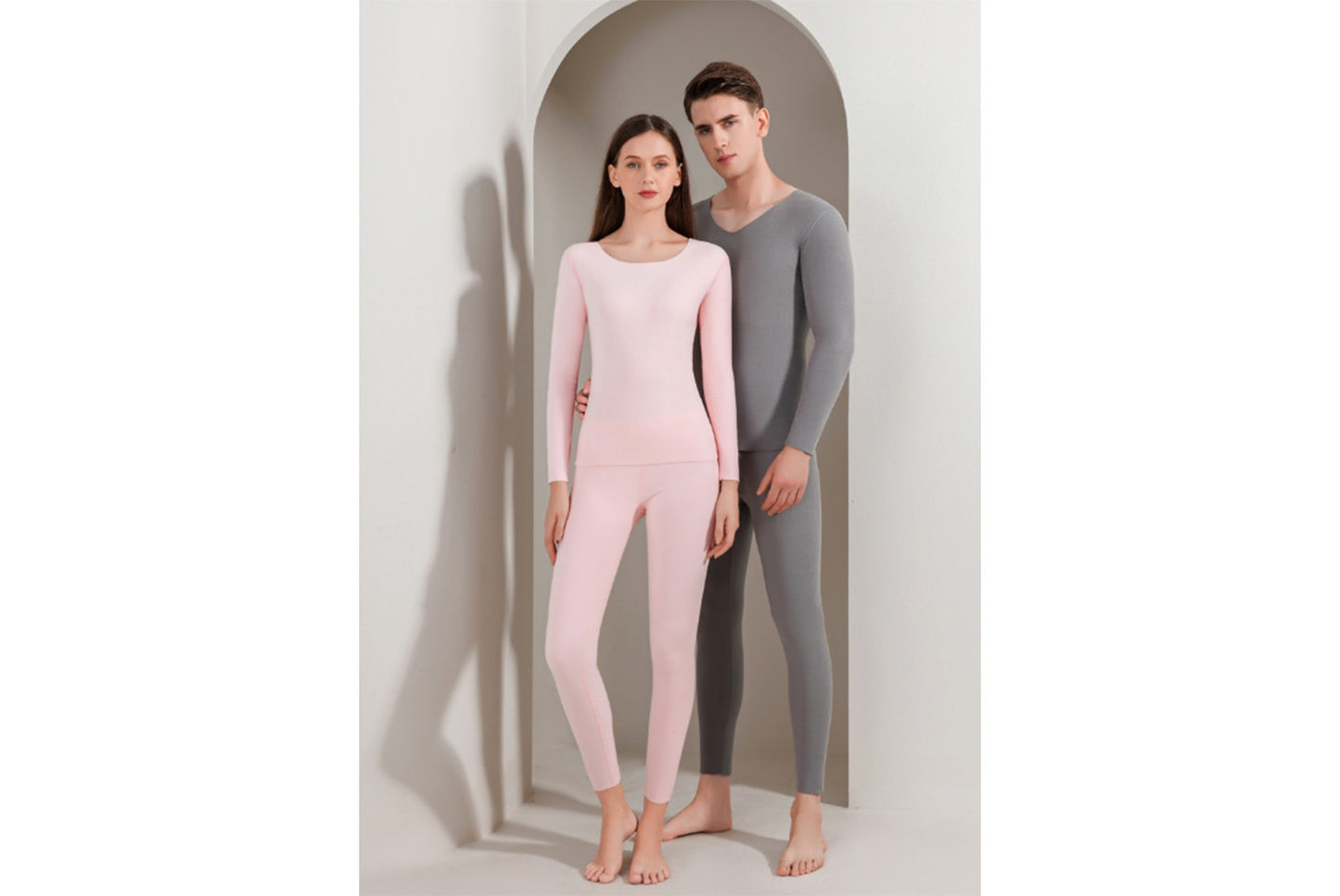 **Couple's Double-Sided Brushed Seamless Thermal Underwear Set**