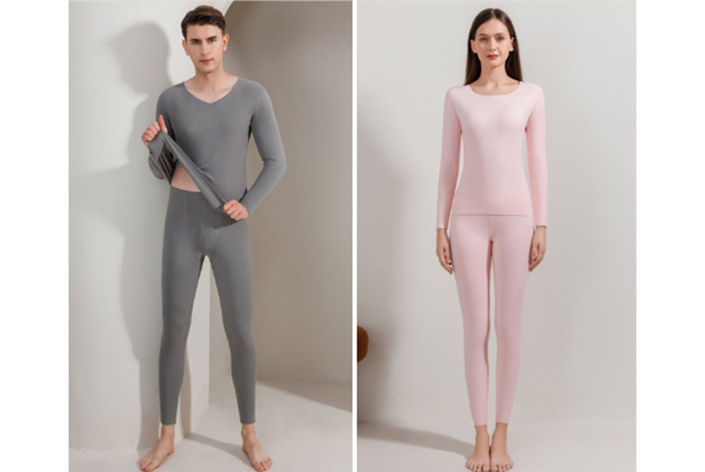 **Couple's Double-Sided Brushed Seamless Thermal Underwear Set**
