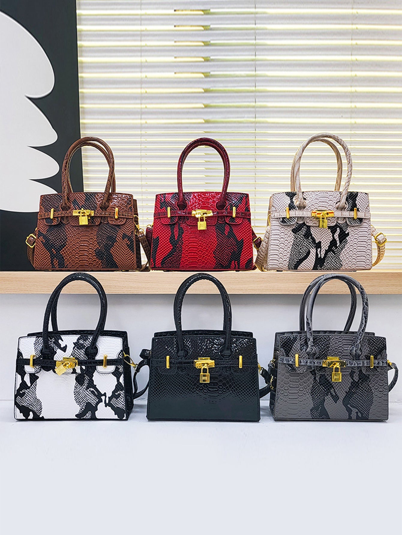 Simple and light luxury Large capacity crocodile pattern handbag