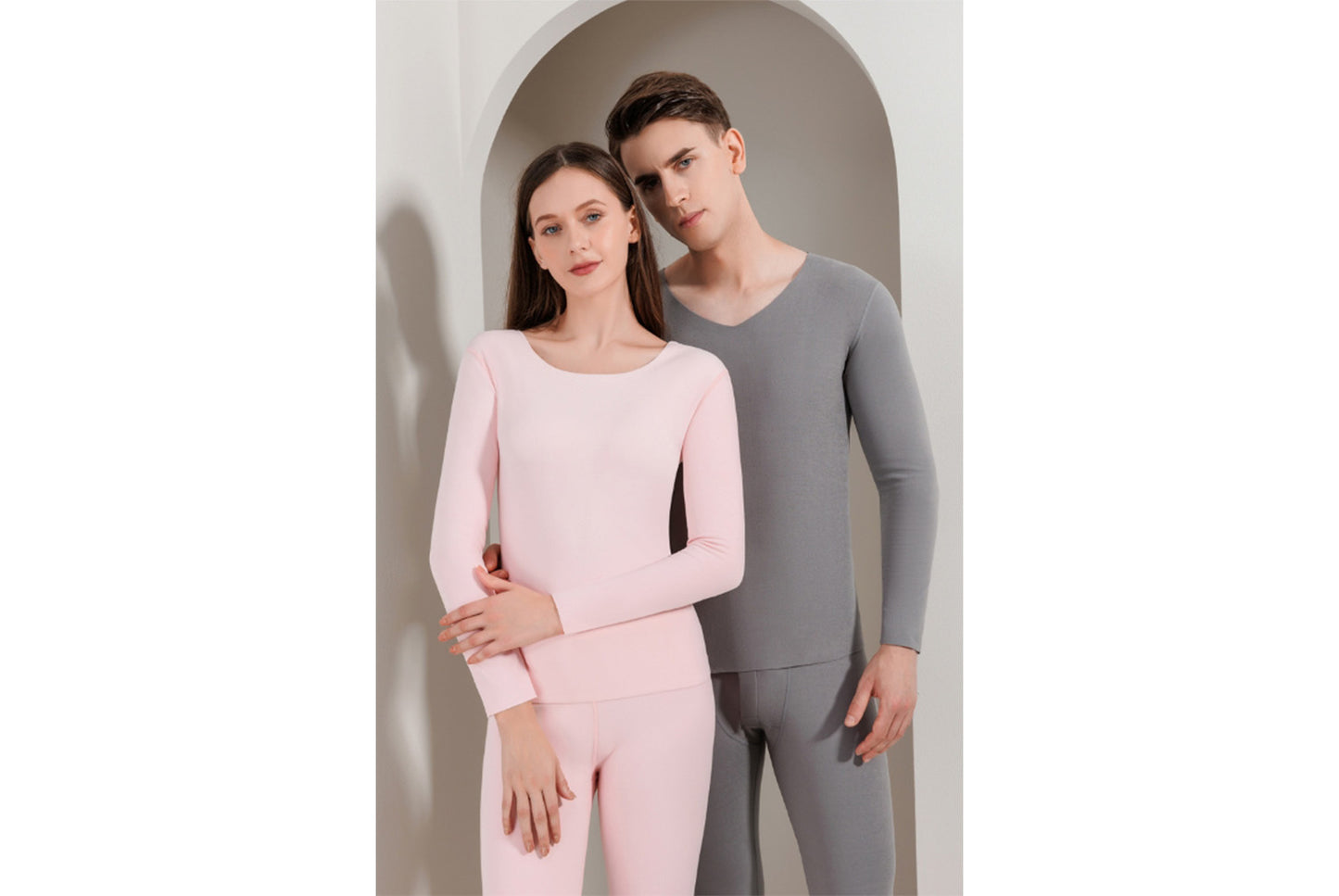 **Couple's Double-Sided Brushed Seamless Thermal Underwear Set**