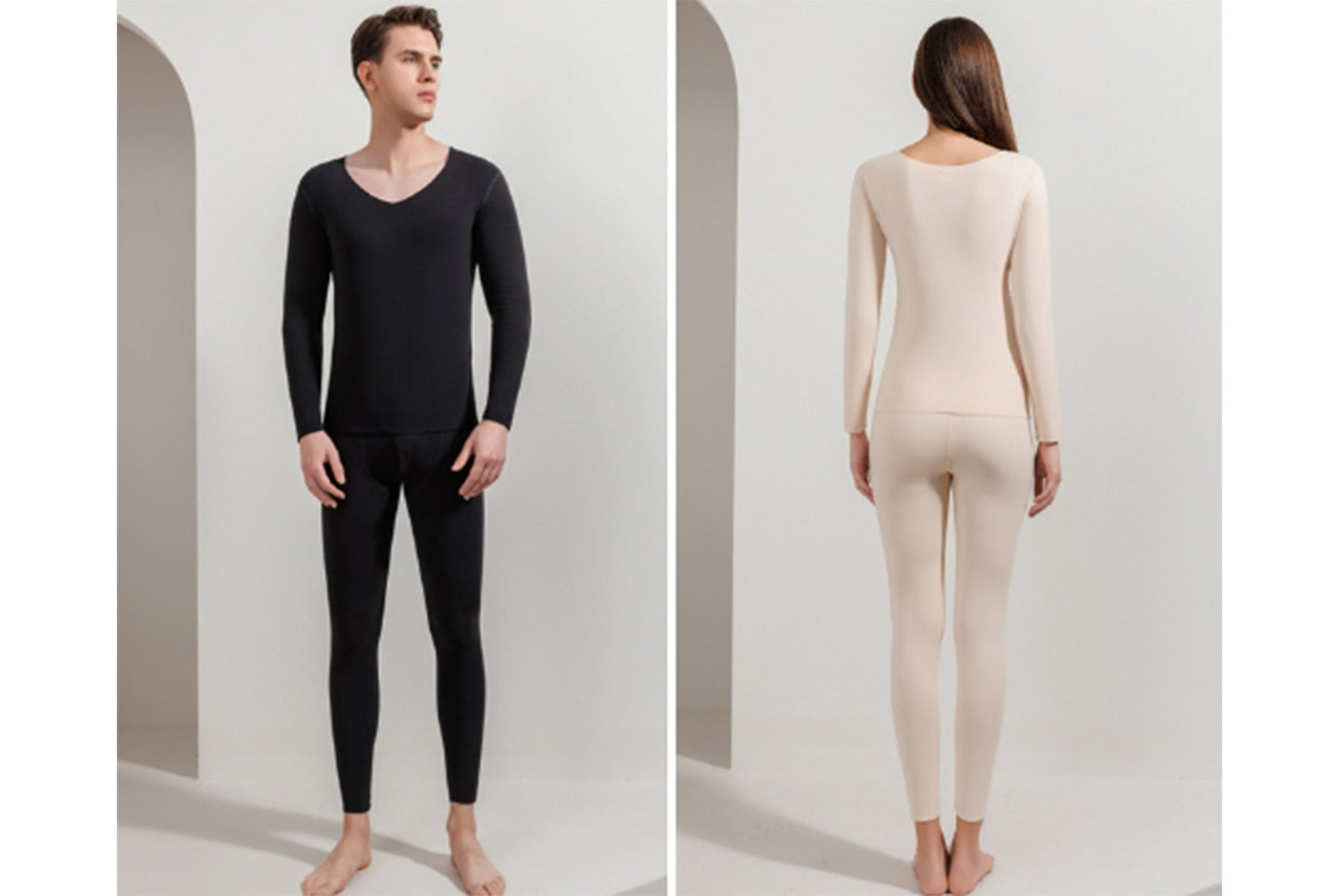 **Couple's Double-Sided Brushed Seamless Thermal Underwear Set**