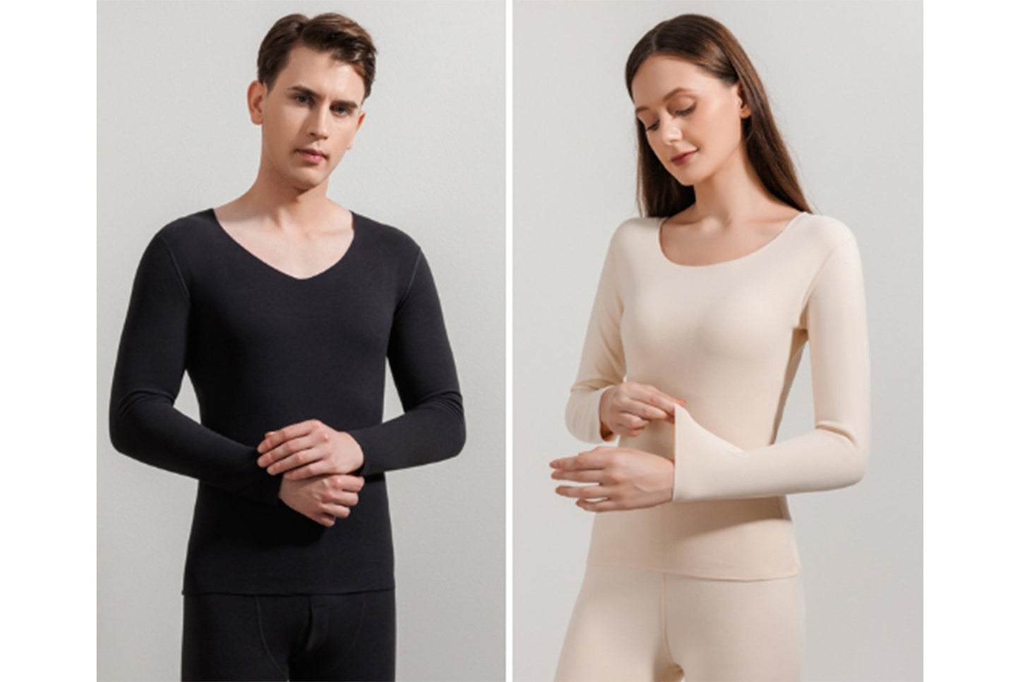 **Couple's Double-Sided Brushed Seamless Thermal Underwear Set**