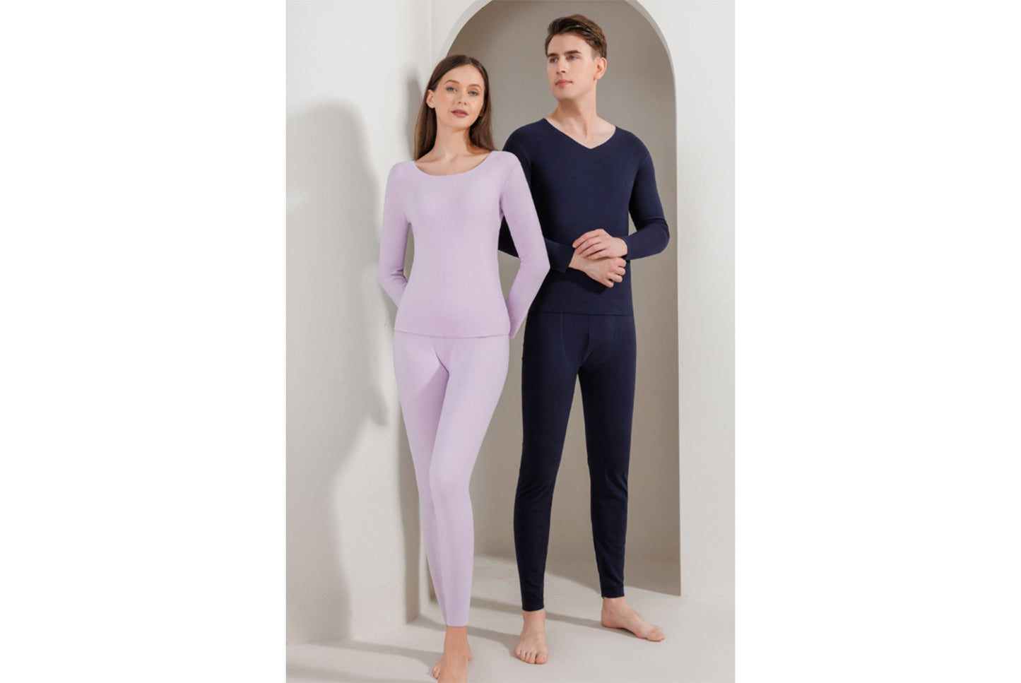 **Couple's Double-Sided Brushed Seamless Thermal Underwear Set**