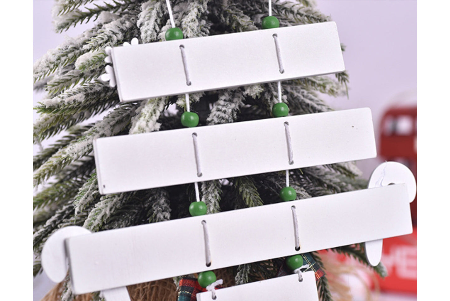 **Christmas Tree Shaped Wooden Ornament - Colorful Letter Ornament**