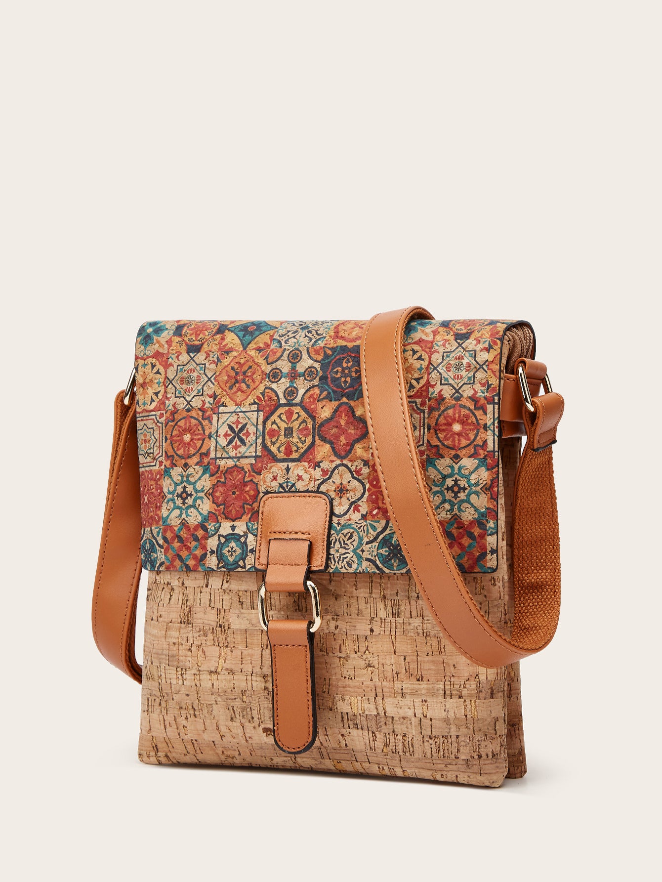 vertical bark pattern printed women's bag