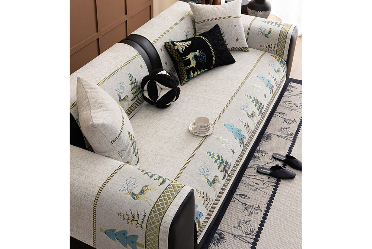 **Autumn/Winter Chenille Anti-Slip Sofa Cushion (Full Cover Sofa Cover)**