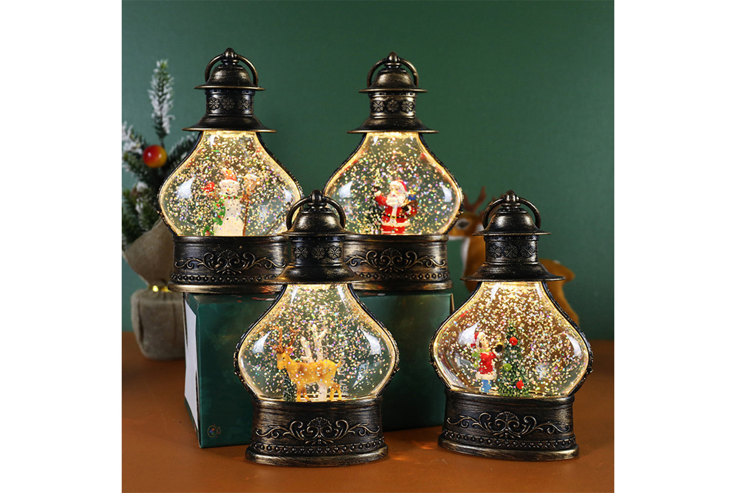 Christmas Snowflake Crystal Ball Night Light - Santa Claus Tree Fun Ornament*