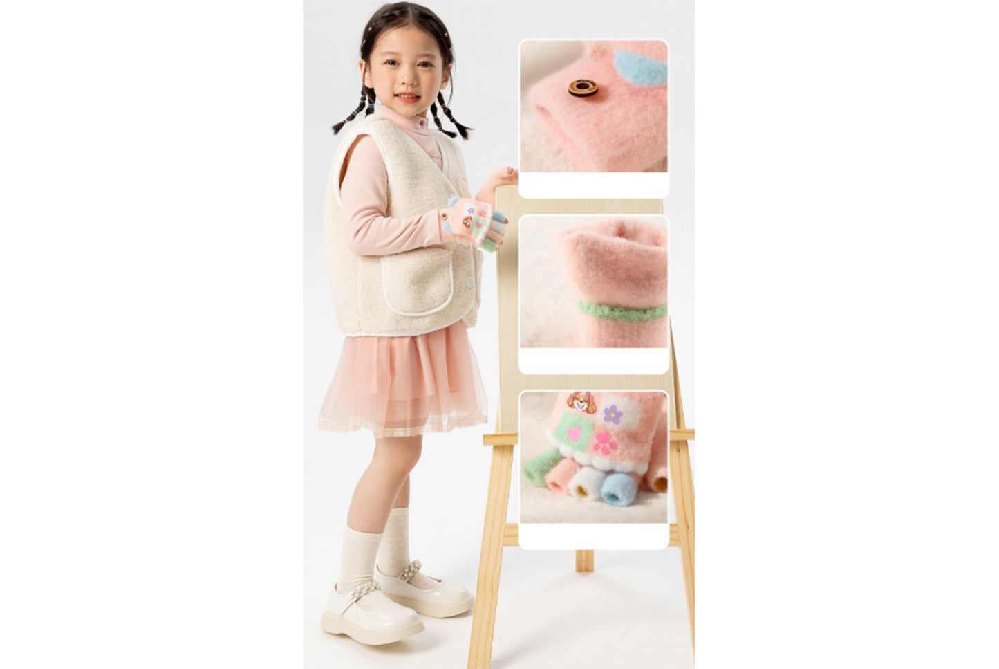 **Children's Flap-Fingerless Warm Gloves**