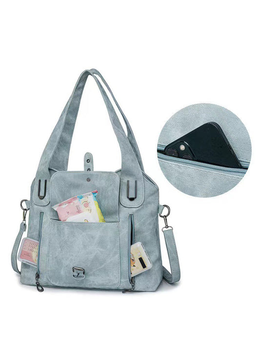 Large-capacity retro PU tote bag
