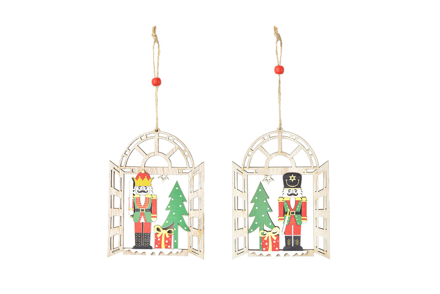 **Christmas Wooden Walnut Soldier Pendant - Classic Holiday Decoration**