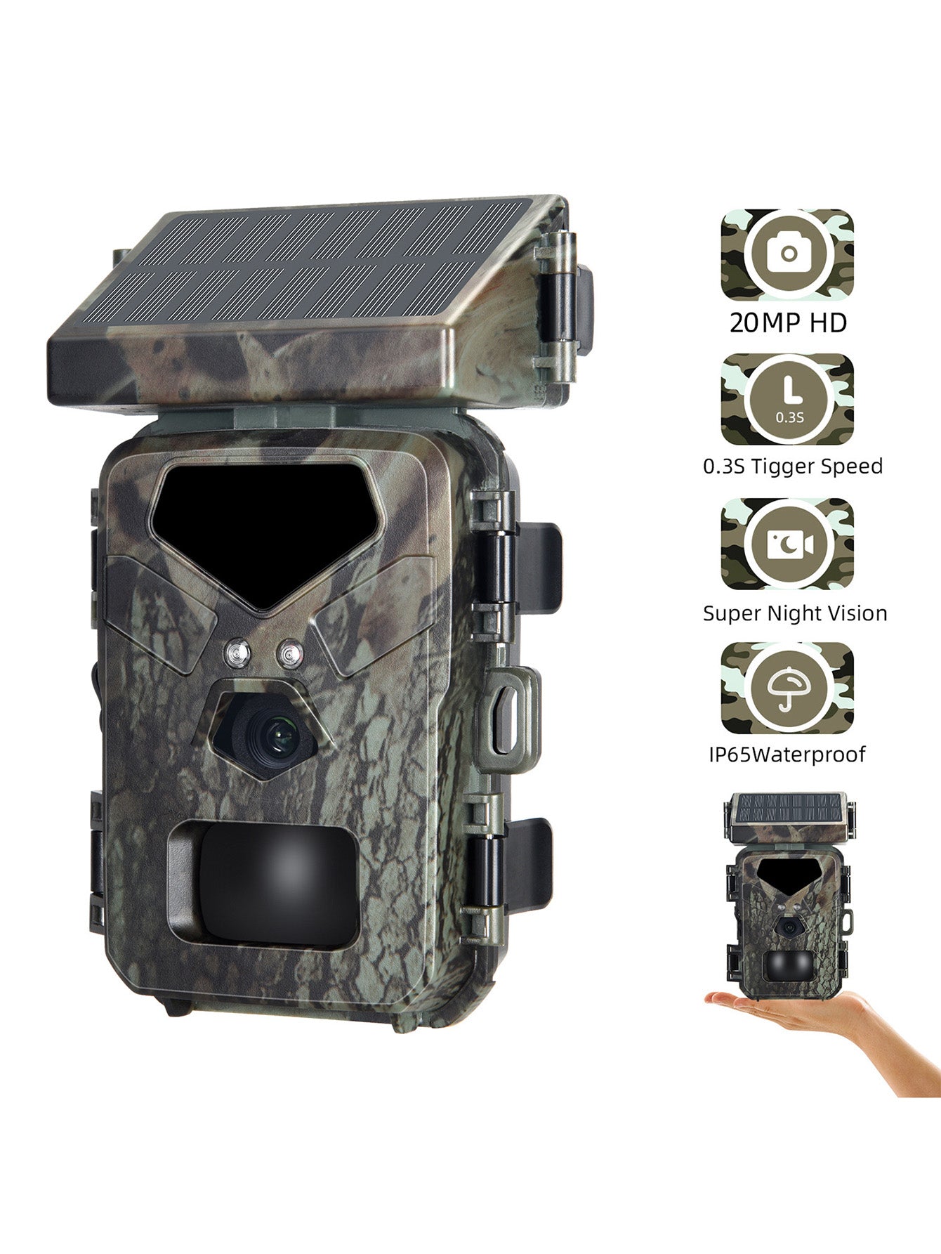 HD Solar-Powered Trail Camera: Outdoor Surveillance Monitor