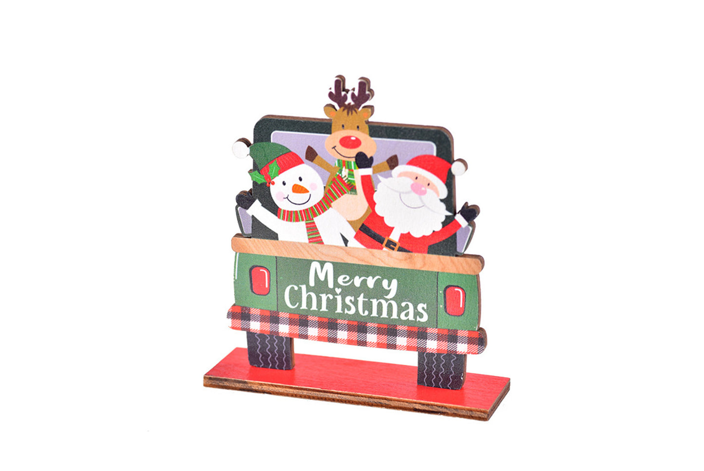 **New Christmas Wooden Assembled Ornaments - Painted Santa Claus, Car, and Plane Series**